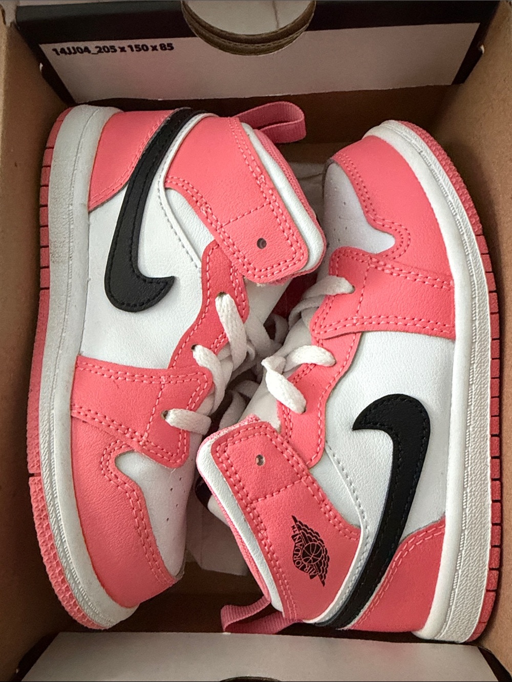Kids Pink & White Nike Jordan 1 Mid